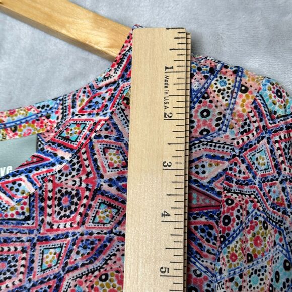 Maeve Anthropologie Top Womens 6 Blue Pink Mixed Print Silk Back Button Closure - Picture 9 of 10